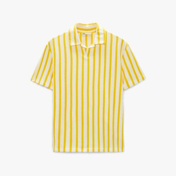 ZARA X THE STANDARD TERRY POLO SHIRT  YELLOW SIZE L/XL - S/M 0977/427/300 - Picture 2 of 4